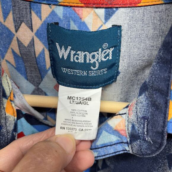 Wrangler Western Aztec Snap Button Shirt - Large Tall - Picture 1 of 7